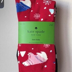 Kate Spade Crew Socks-3 Pairs. Polar Bears, Black & White Polk & Black w Spade